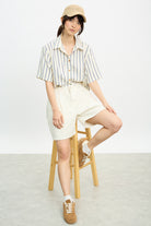 Off white denim single pleat shorts_5
