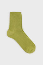 Olive green classic ribbed long socks_1