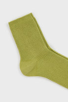 Olive green classic ribbed long socks_2