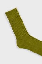 Olive green ribbed alpaca blend socks_2