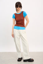 Orange and blue tank layered T-shirt_5