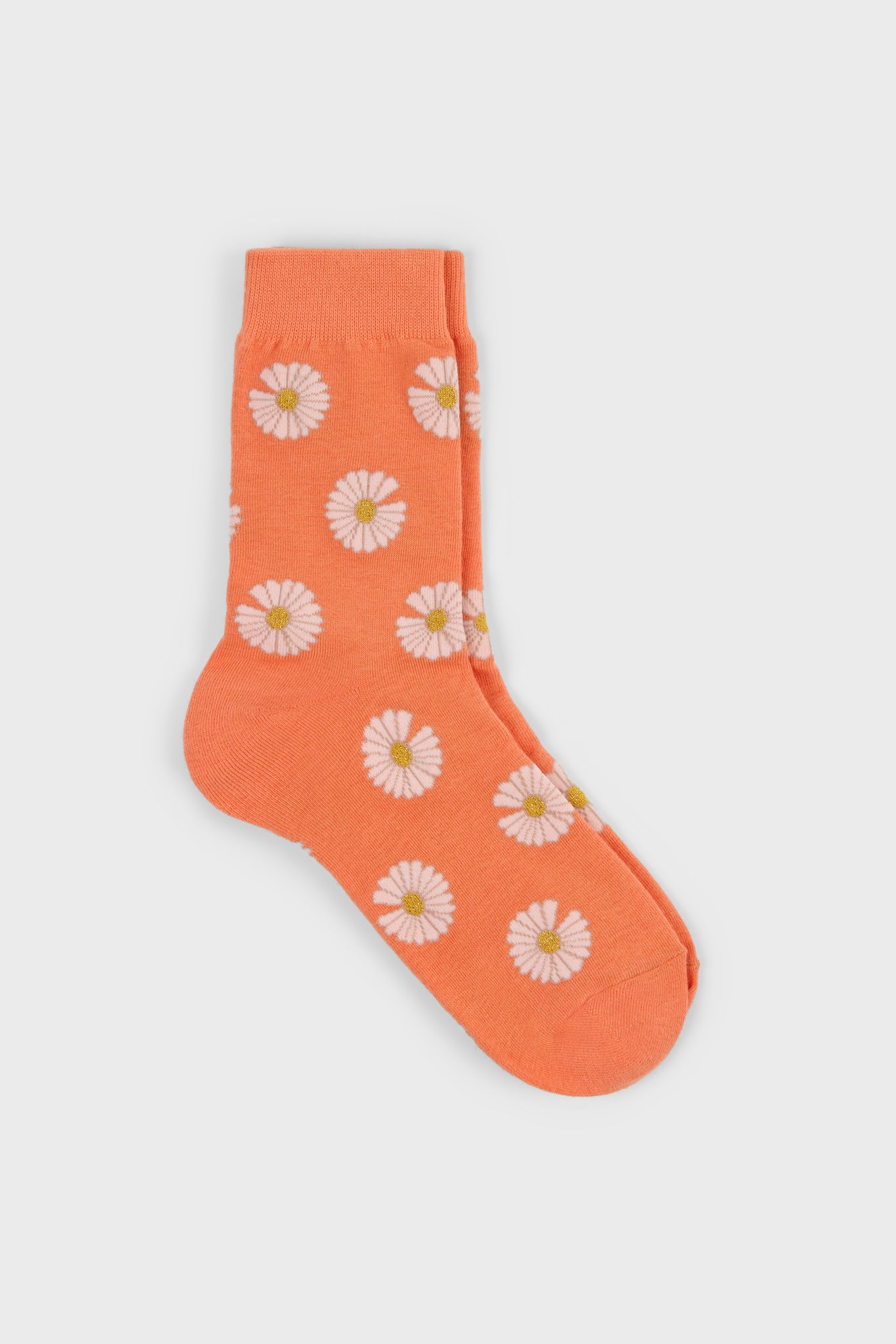 Orange and ivory daisy print socks_1