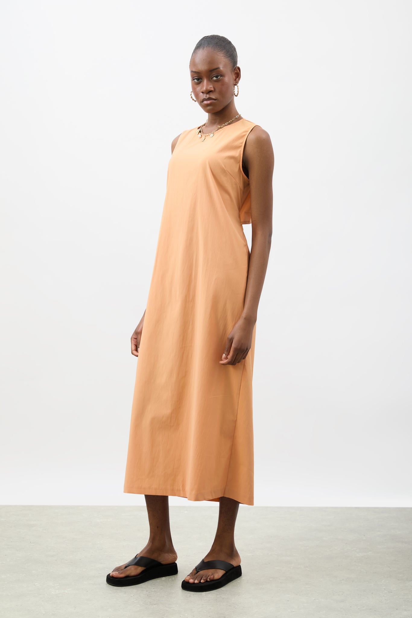 Orange looped tie back dress_2
