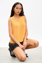 Orange wide neck knit tank_5