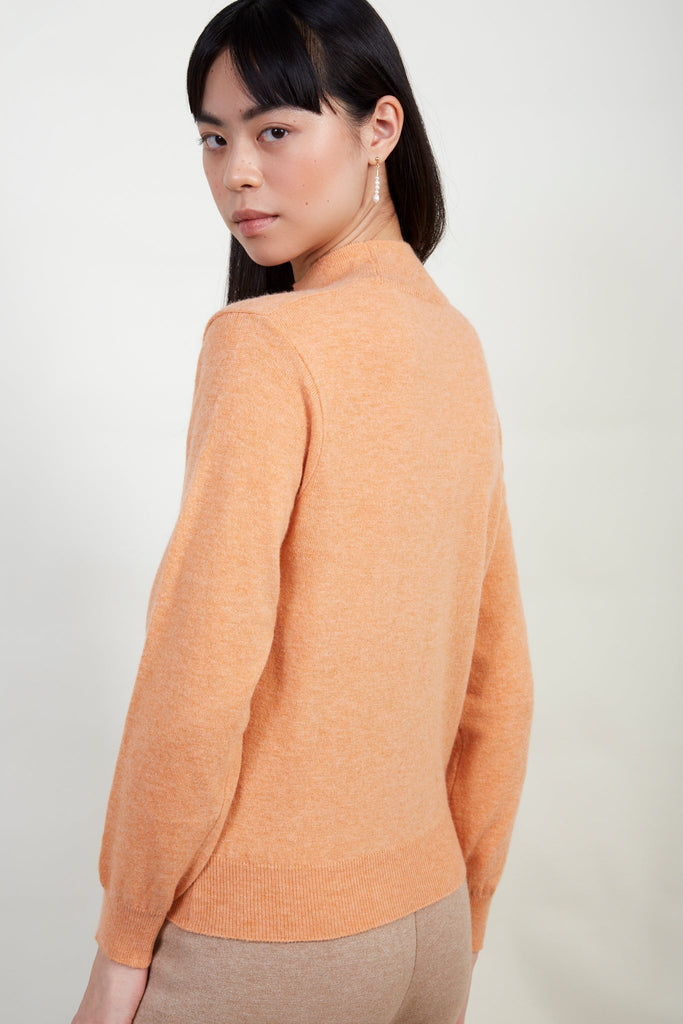 Orange alpaca blend mock neck knit top_3