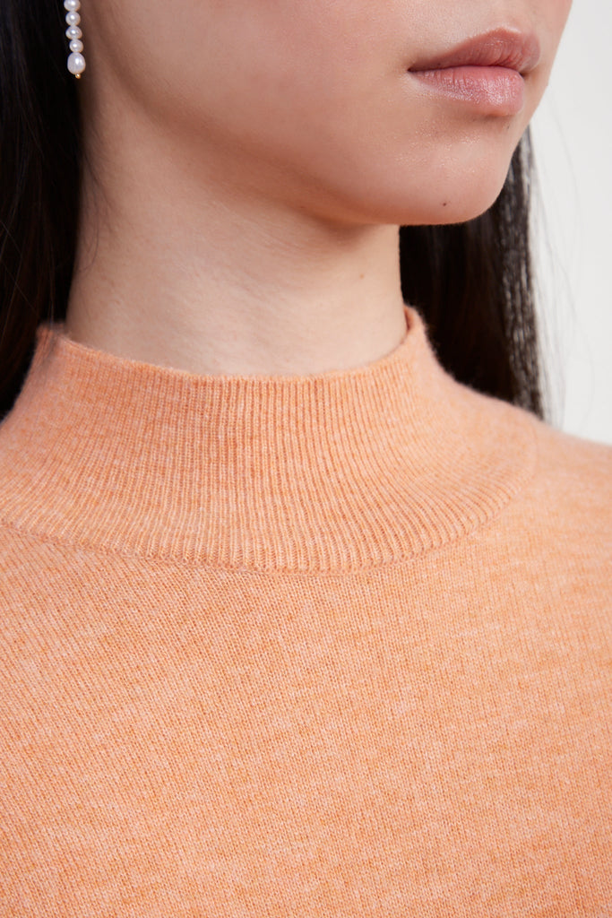 Orange alpaca blend mock neck knit top_4