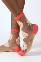 Orange sheer floral socks_4