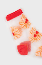 Orange sheer floral socks_3