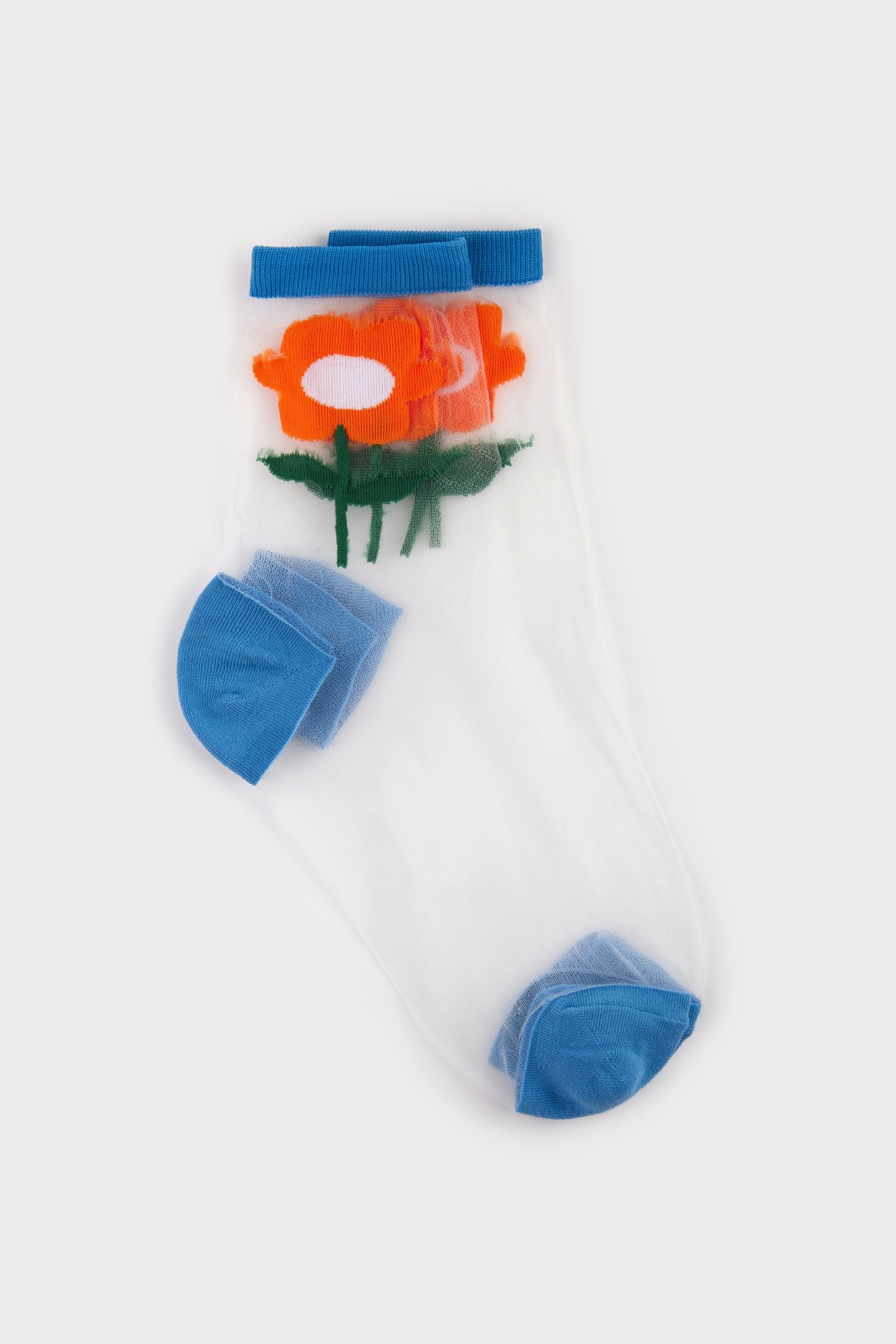 Orange sheer giant daisy cobalt trim socks_3