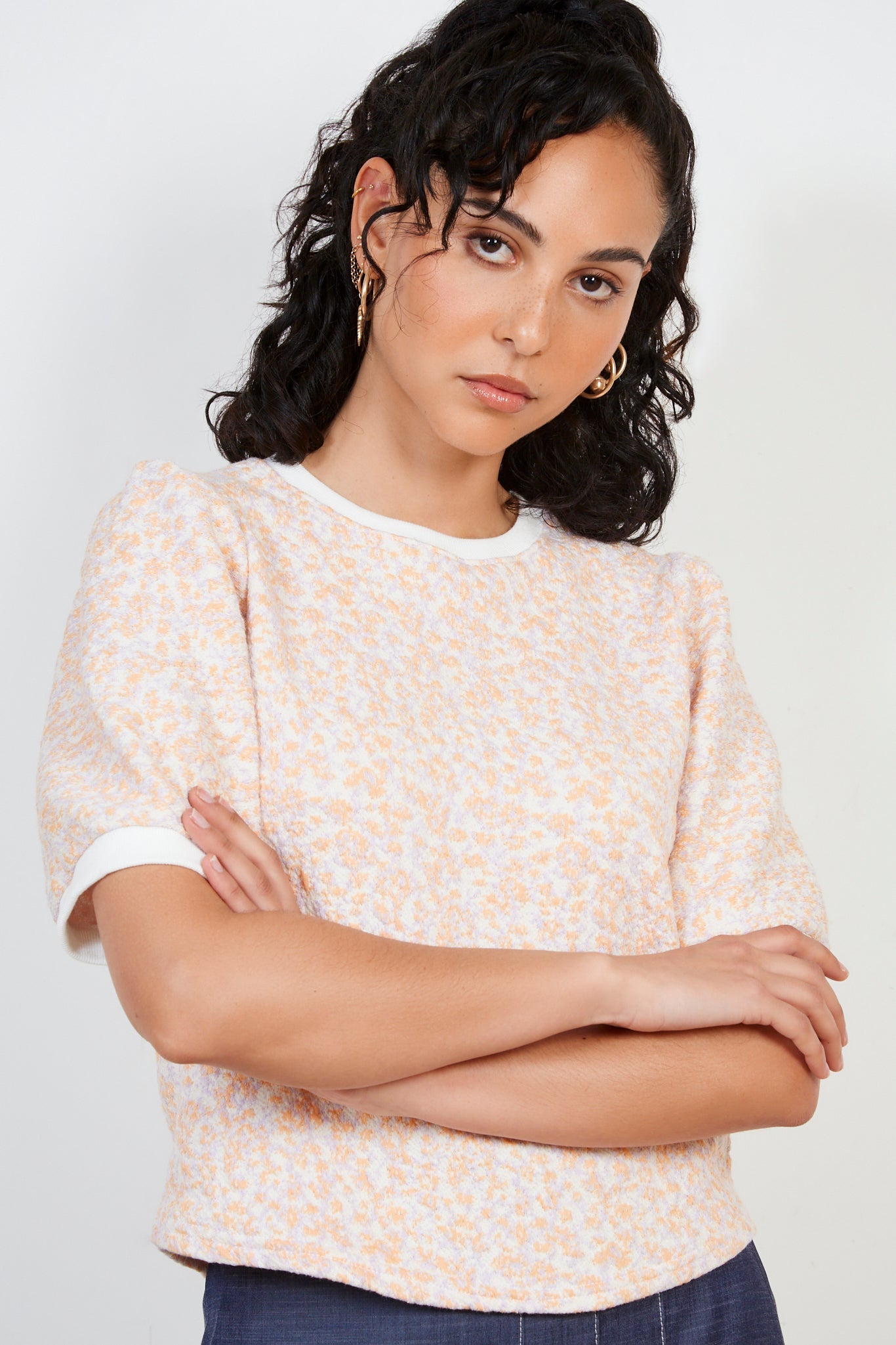 Orange splatter print tee_1