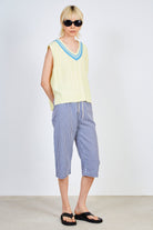 Pale yellow and bright blue varsity trim sweater vest_3