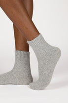 Pale grey angora ribbed ankle trim socks_3