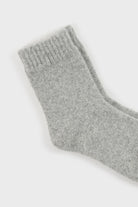 Pale grey angora ribbed ankle trim socks_2