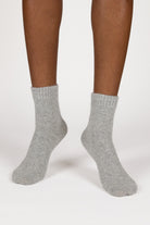 Pale grey angora ribbed ankle trim socks_4