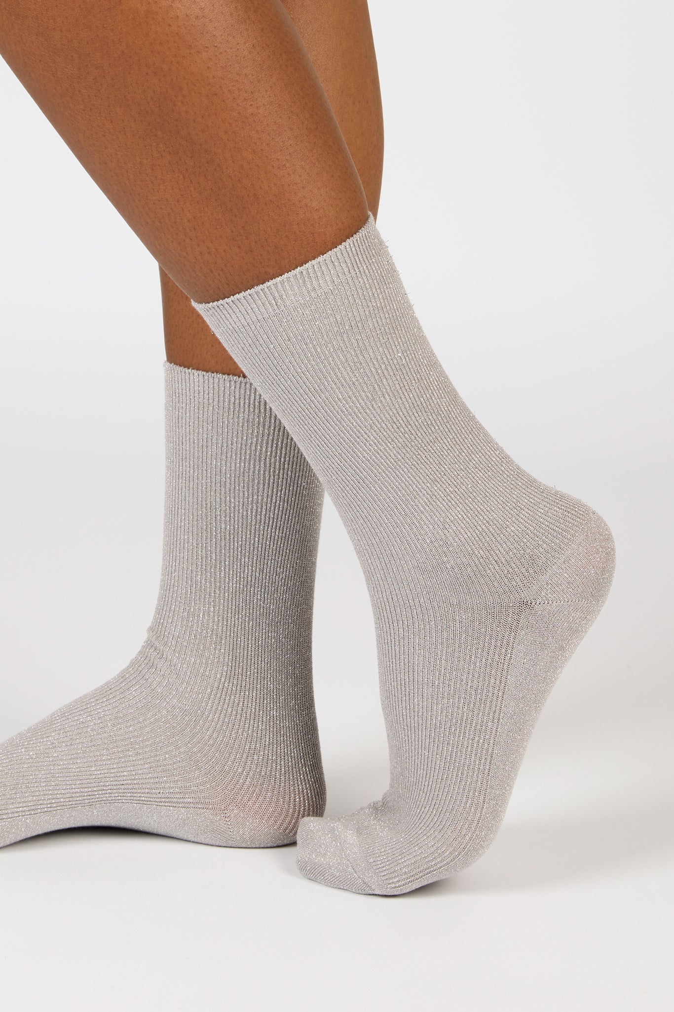 Pale grey modal blend ribbed socks_3