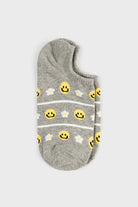Pale grey smiley face daises socks_3