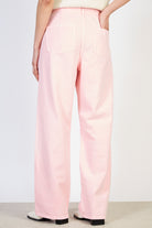 Pale pink adjustable waist double button jeans_2