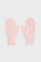 Pale pink mohair beanie, mittens and wool scarf set