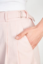 Pale pink cotton twill side cinch trousers_3