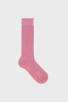 Pale pink glitter long ribbed socks_1