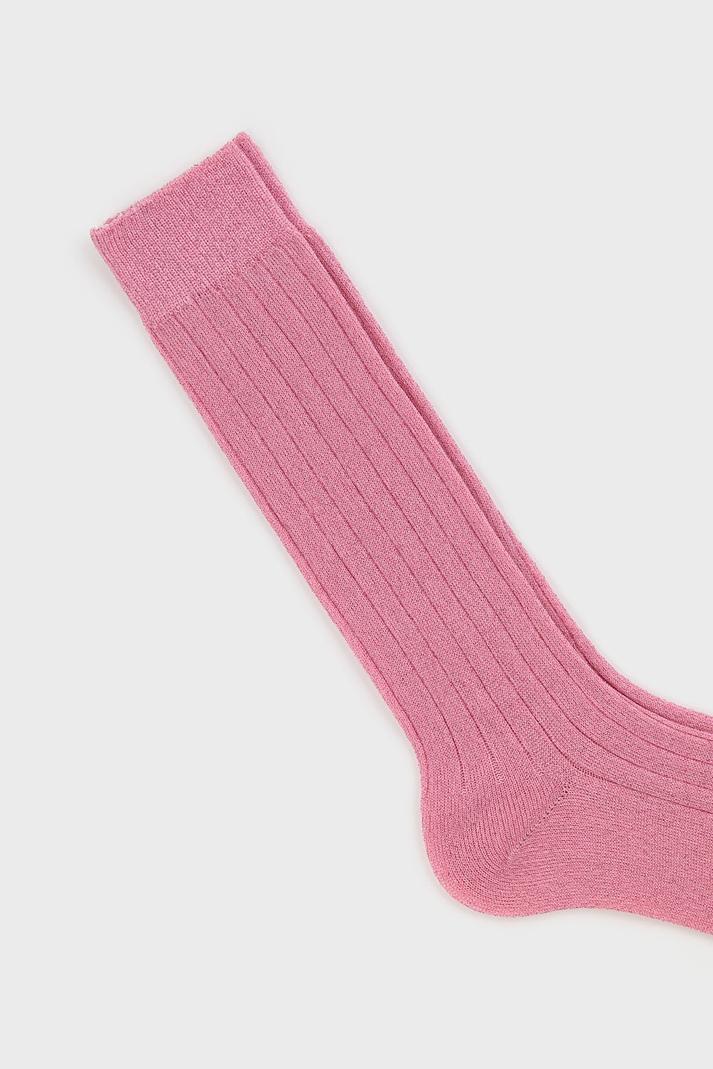 Pale pink glitter long ribbed socks_2