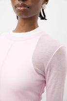 Pale pink semi sheer jersey long sleeve top_3