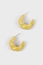 Pale yellow enamel thick twist hoop earrings_1