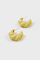Pale yellow enamel thick twist hoop earrings_2