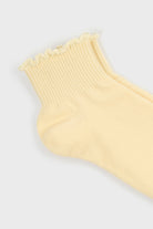 Pale yellow lettuce trim ankle socks_4