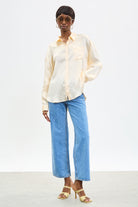 Pale yellow silky shirt blouse_4