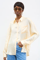 Pale yellow silky shirt blouse_1
