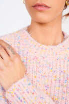 Pale pink bold fuzzy rainbow fleck crew neck jumper_4