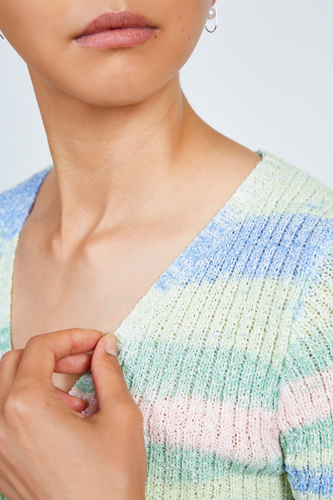 Pastel green pink and blue striped knit tee_4