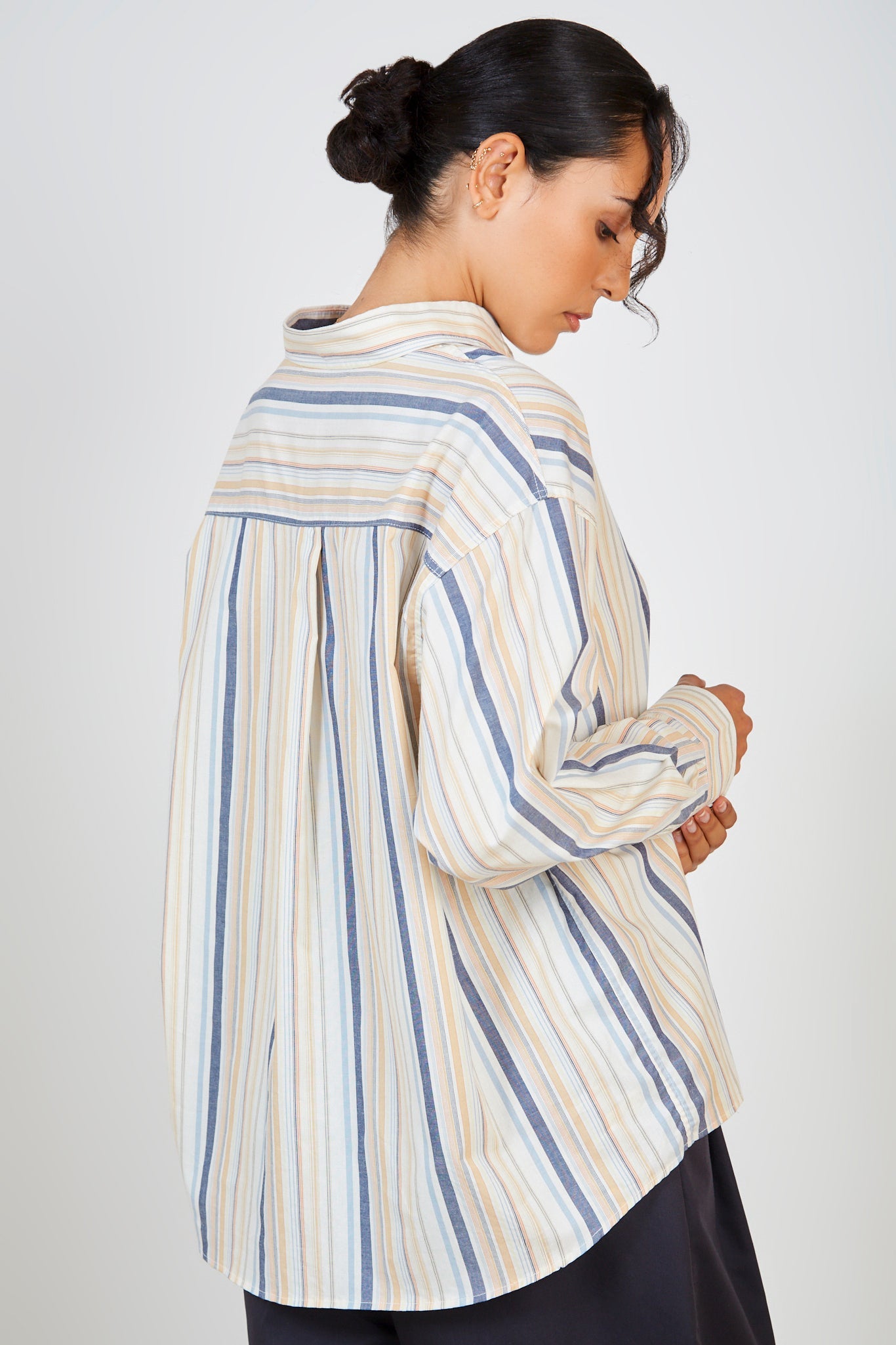 Pastel vertical striped oversized shirt