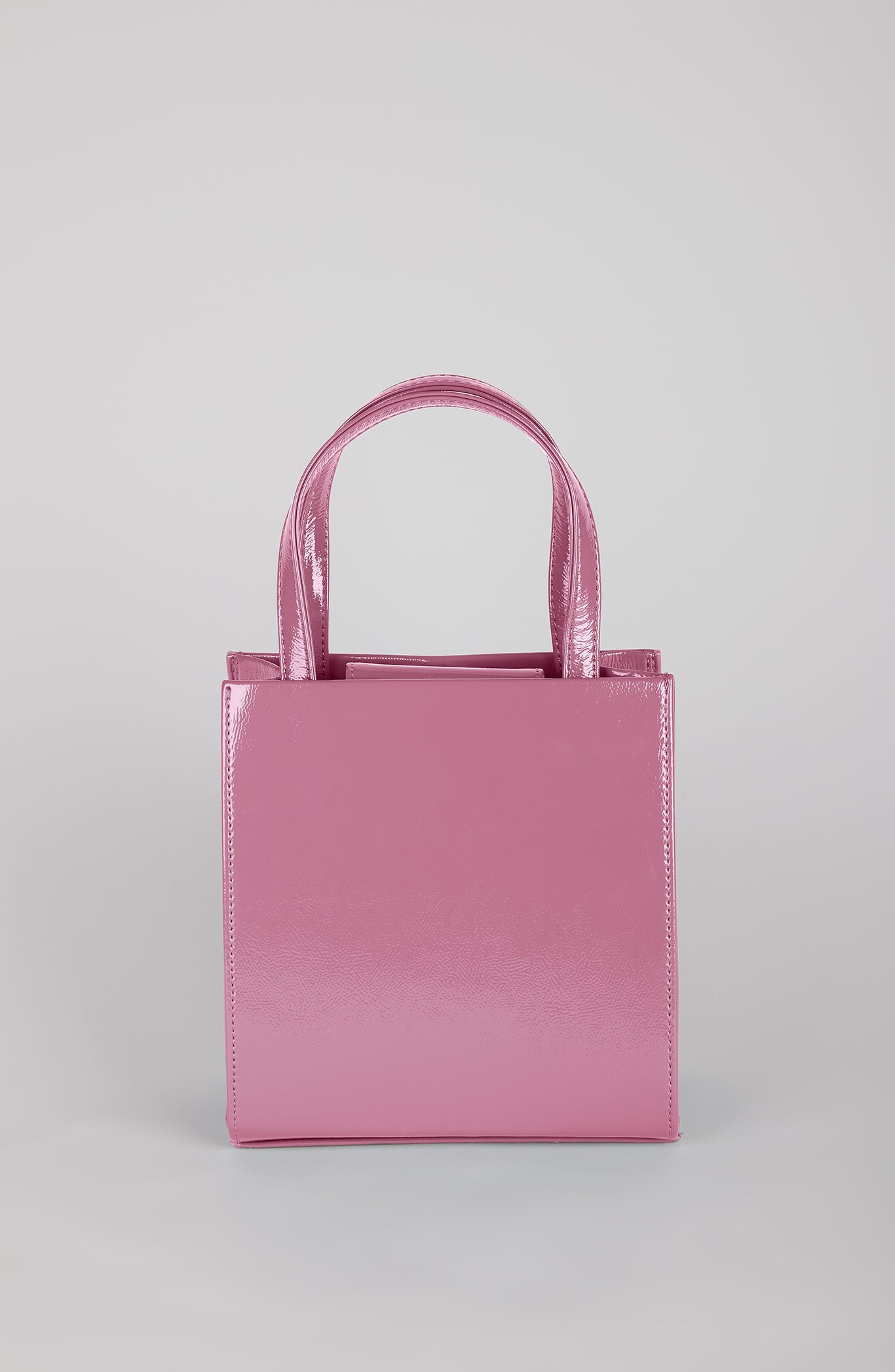 Pink PVC mini tote cross body bag