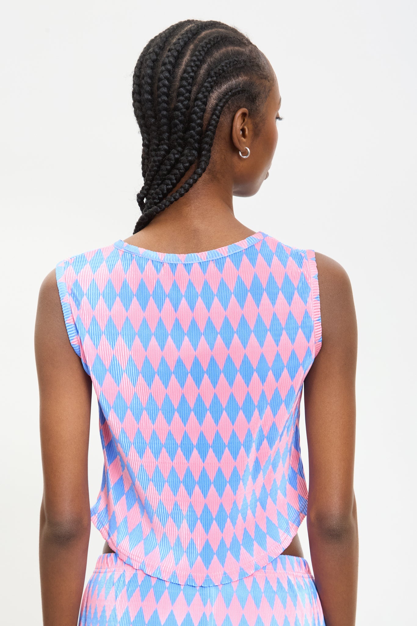 Pink and blue diamond print tank_2