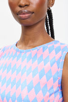 Pink and blue diamond print tank_3