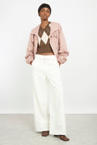 Pink and brown gingham frill hooded windbreaker_5