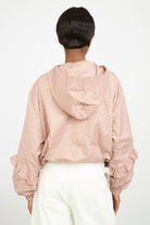 Pink and brown gingham frill hooded windbreaker_3