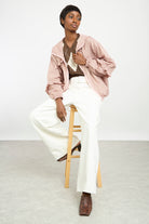 Pink and brown gingham frill hooded windbreaker_6