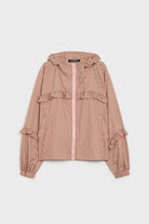 Pink and brown gingham frill hooded windbreaker_7