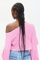 Pink and ivory striped off shoulder slouchy top_2