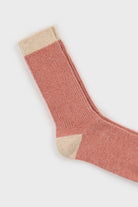 Pink and oatmeal contrast trim cashmere blend socks_2