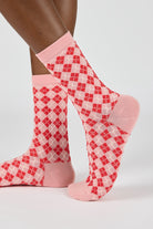 Pretty in pink - gingham cardigan, mohair beanie and socks set_4