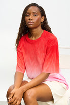 Pink and red bold ombre ribbed tee_5