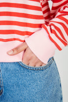 Pink and red horizontal stripe sweatshirt_4