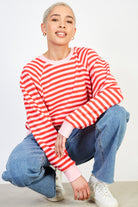 Pink and red horizontal stripe sweatshirt_1