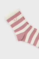 Pink and white stripe tiny smiley face socks_3