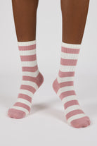 Pink and white stripe tiny smiley face socks_2