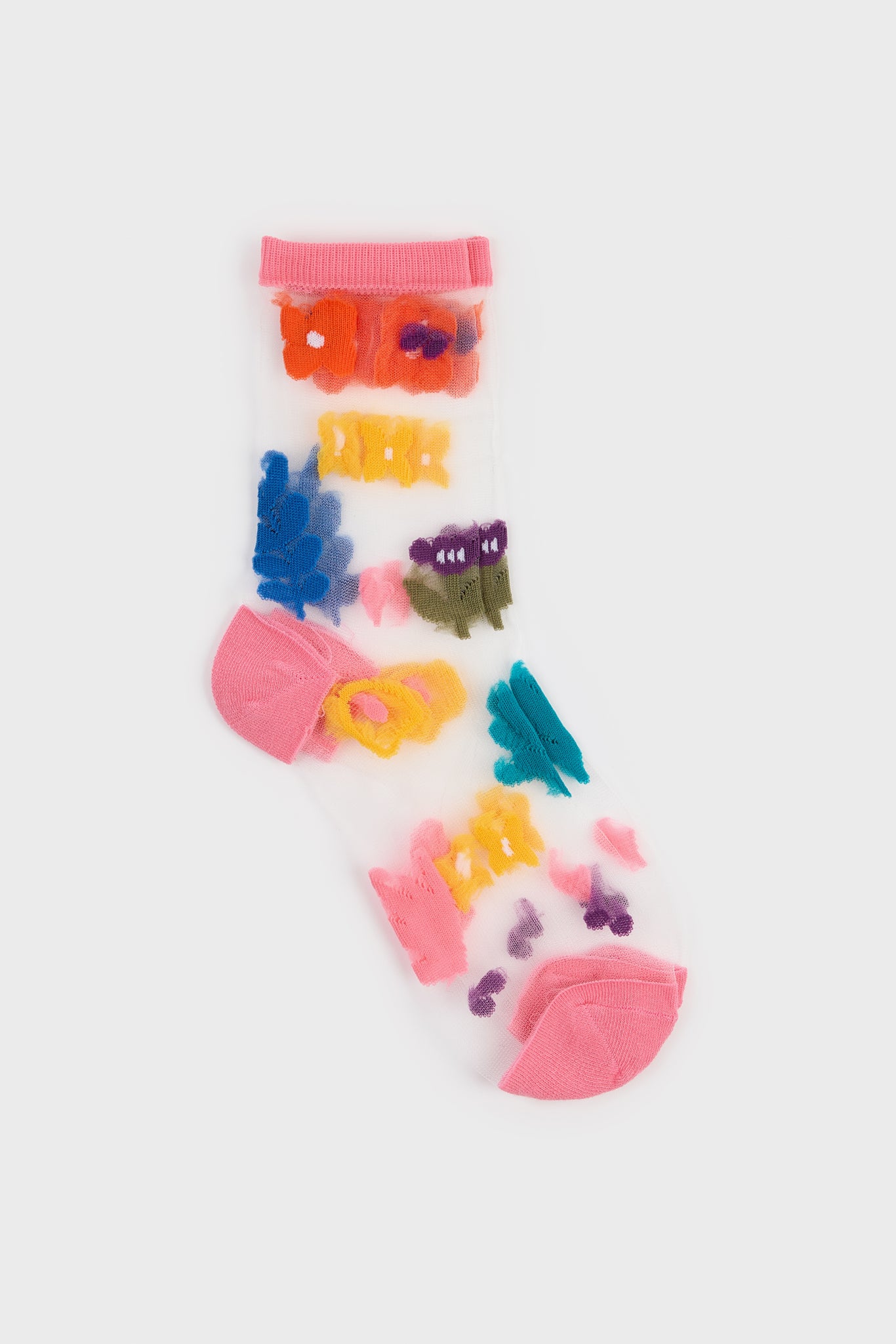 Bright multicolour sheer floral socks - Set of 3